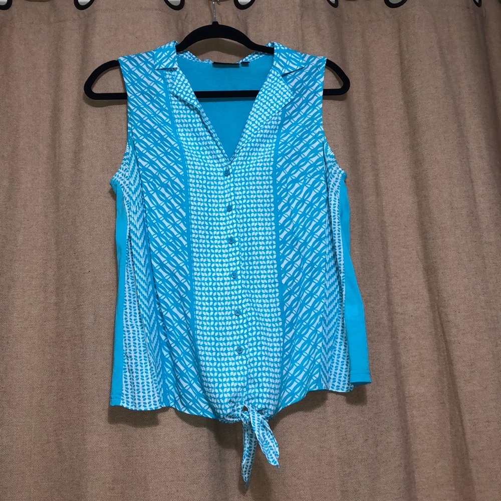 Apt. 9 Aqua Sleeveless Shirt Medium